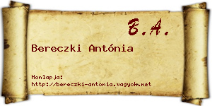 Bereczki Antónia névjegykártya